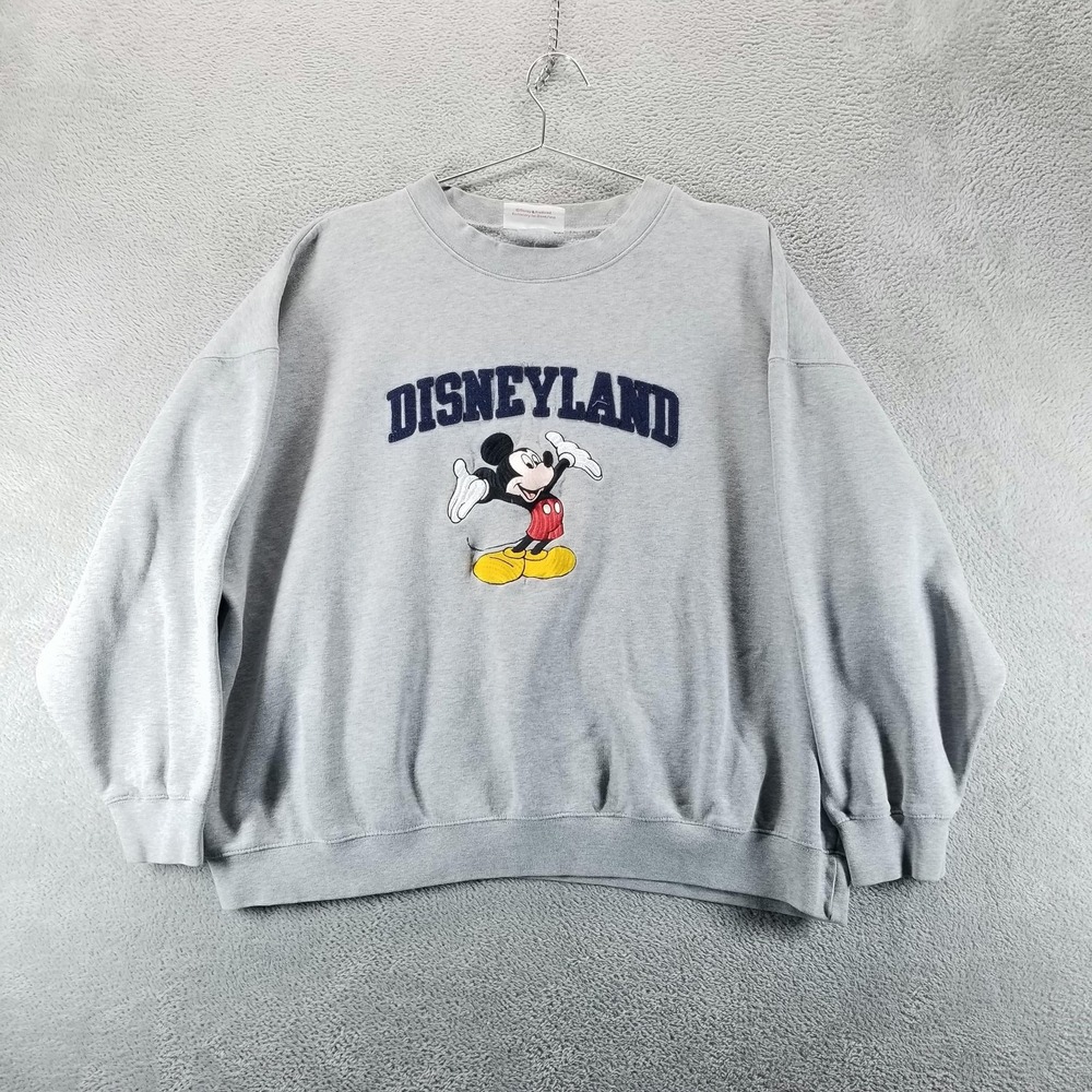 Disneyland Sweatshirt Mens 3XL Gray Fleece Pullover Crewneck Mickey Mouse